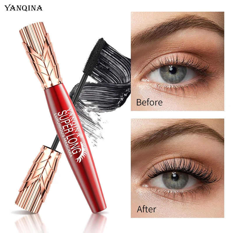 4d Seiden faser Wimpern Mascara 2 in 1 Mascara wasserdicht verlängern Kosmetik Augen Mascara Schiff Wimpern Curling dicken Augen Make-up