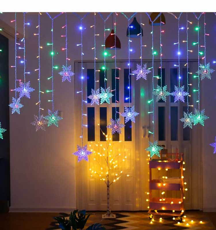 3.5M Christmas Lights LED Fairy String Lights Snowflake Curtain Garland Waterproof For Holiday Party Xmas Decoration 2026
