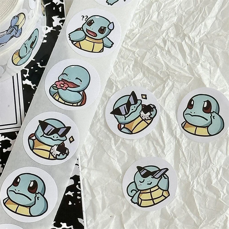 500 PZ Pokemon Squirtle Adesivi Pocket Monster Cartoon Anime Figura Immagine Ricompensa per bambini Busta Sigillatura Decorazione Adesivo