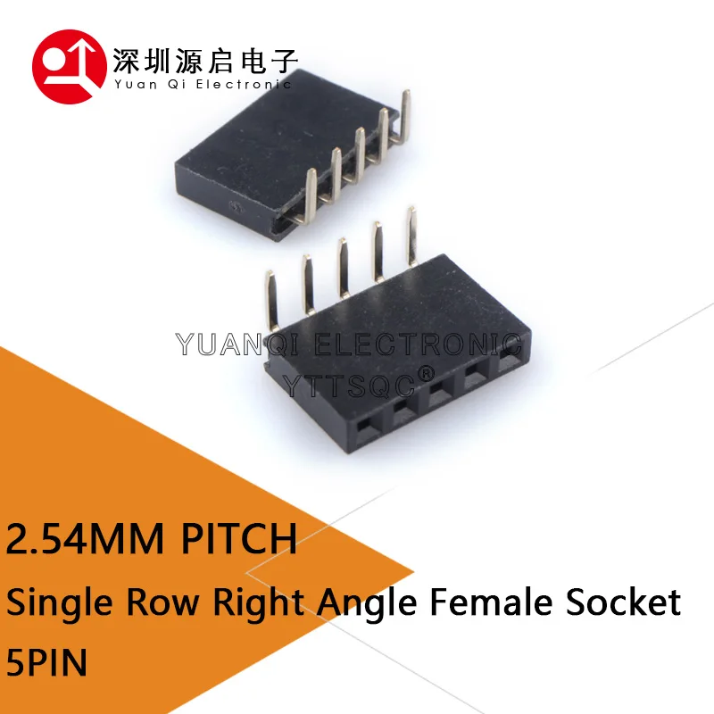 20PCS 1X5 PIN 5P Single Row Right Angle FEMALE PIN HEADER 2.54MM PITCH Strip Connector Socket 5pin For Arduino