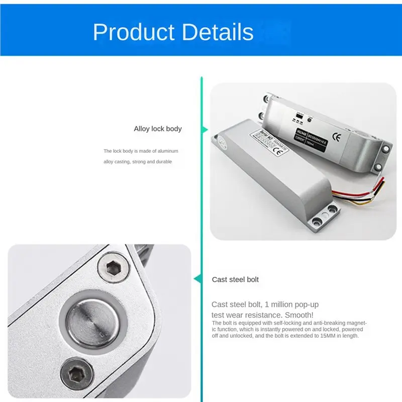 【 الجمعة السوداء】10X قفل مسمار كهربائي 4 أسلاك DC12V أقفال نقر إلكترونية قفل باب خشبي قفل باب Lron