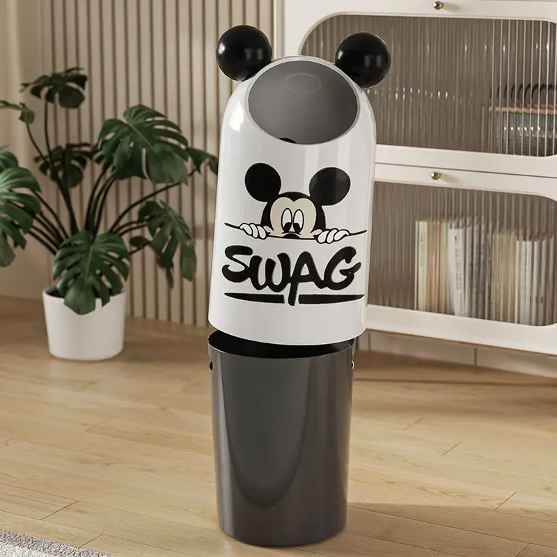 Disney Mickey Minnie animation peripheral cartoon trash can creative kawaii storage bucket ins household trash basket wholesale