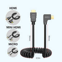 1PCS 4K 60HZ 2M Micro Mini HDMI-Compatible Coiled Extension Flexible Spiral Cable Male to Male Plug Cable Compatible For PC TV