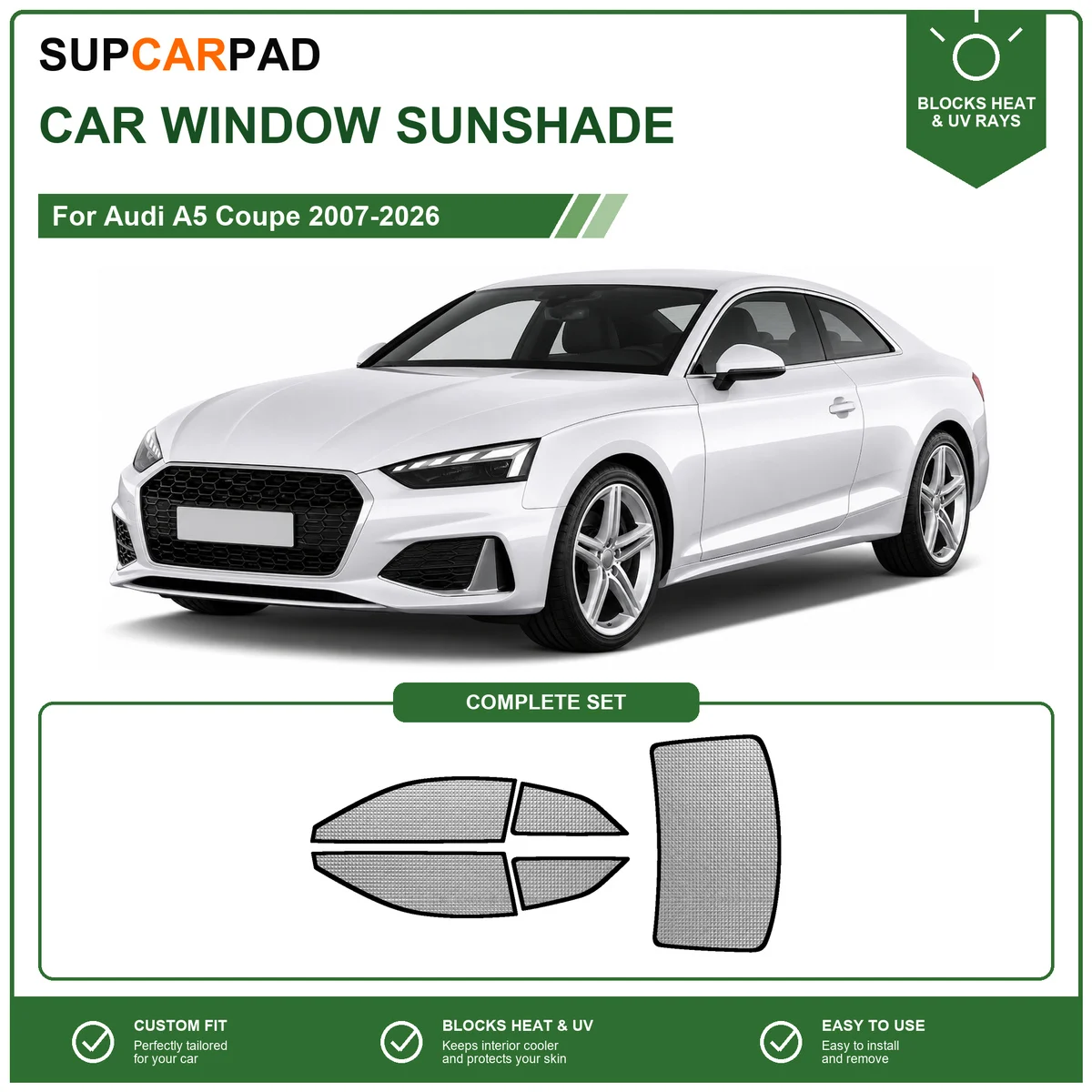 For Audi A5 Coupe 2007-2026 Full Set Car Window Sunshades UV Block Privacy Heat Insulated Foldable Car Curtain