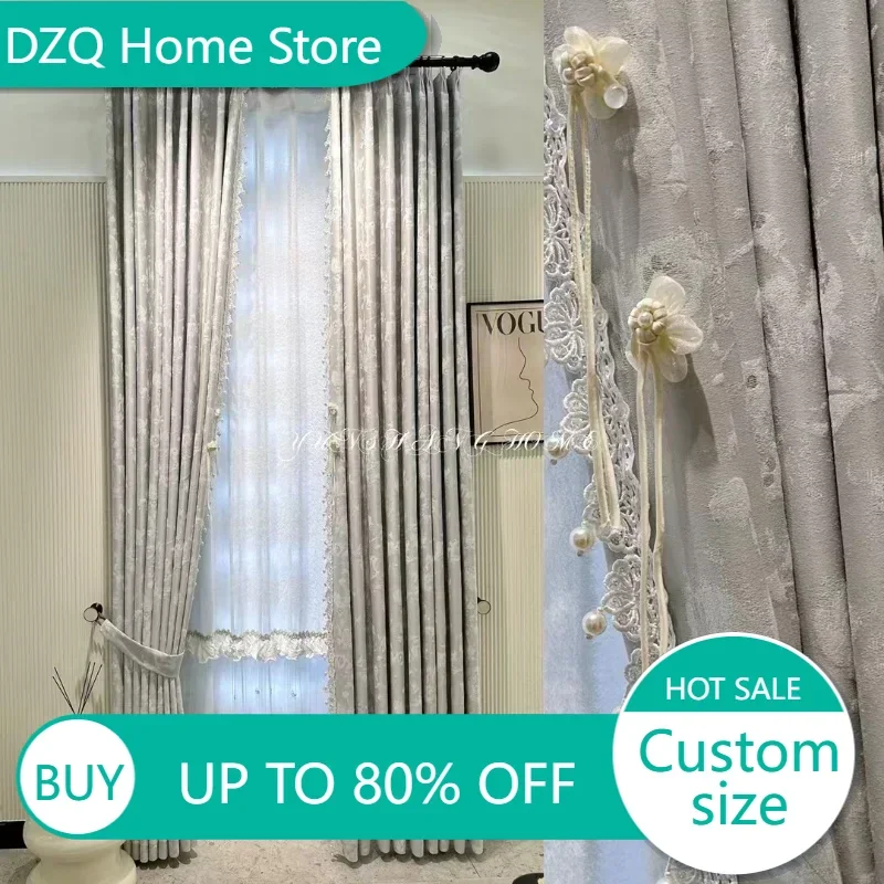 

Romantic Minimalist Light Luxury Curtains for Living Room Bedroom Dining Room Thick Jacquard Curtains Texture Customized Curtain