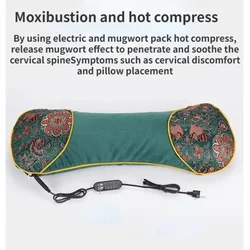 Wormwood Bone Shape Heating Pillow Velvet Mugwort Cervical Vertebra Support Heated Pillow Cervical Pain Relief Sleeping Aid Tool