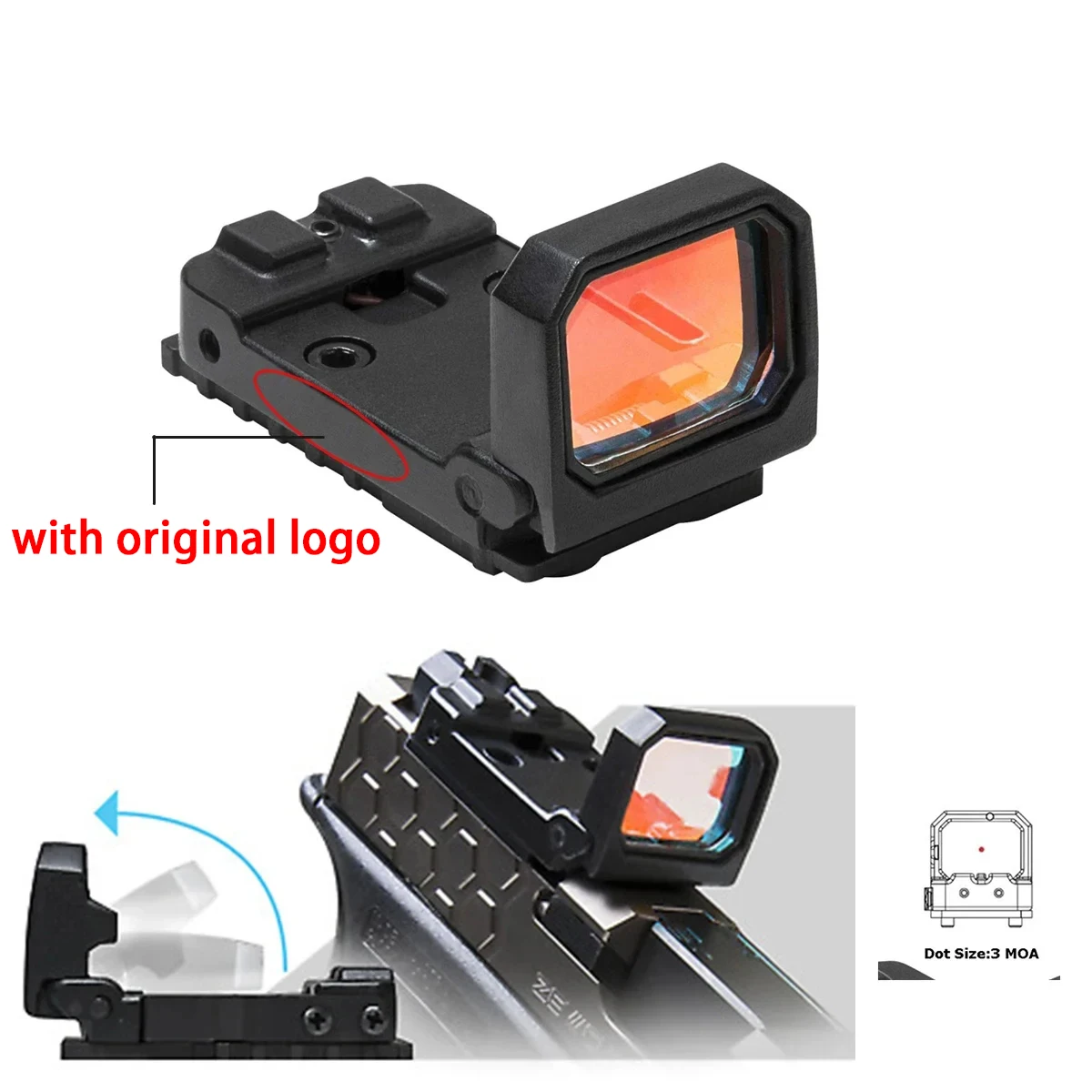 Hunting Trijicon RMR VISM Flip Up Red Dot Sight Riflescope Glock MOS 1913 Mount For Airsoft Pistol Glock 17 19 AR15 Accessories