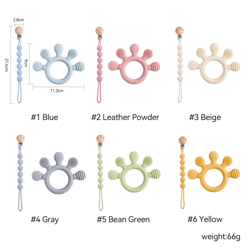 Baby Teether Food Grade Silicone Teethers Chain BPA Free Pacifier Clip Portable Nipple Holder Teether Toys Teething Accessories