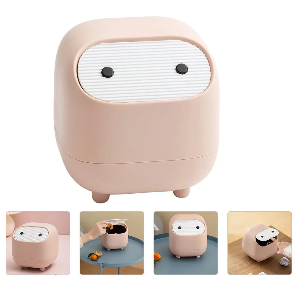 

1 шт., мини-мусорный бак, настольный компактный контейнер для мусора для домашнего офиса, общежития, креативный тип прессования, маленькая мусорная корзина, практичная