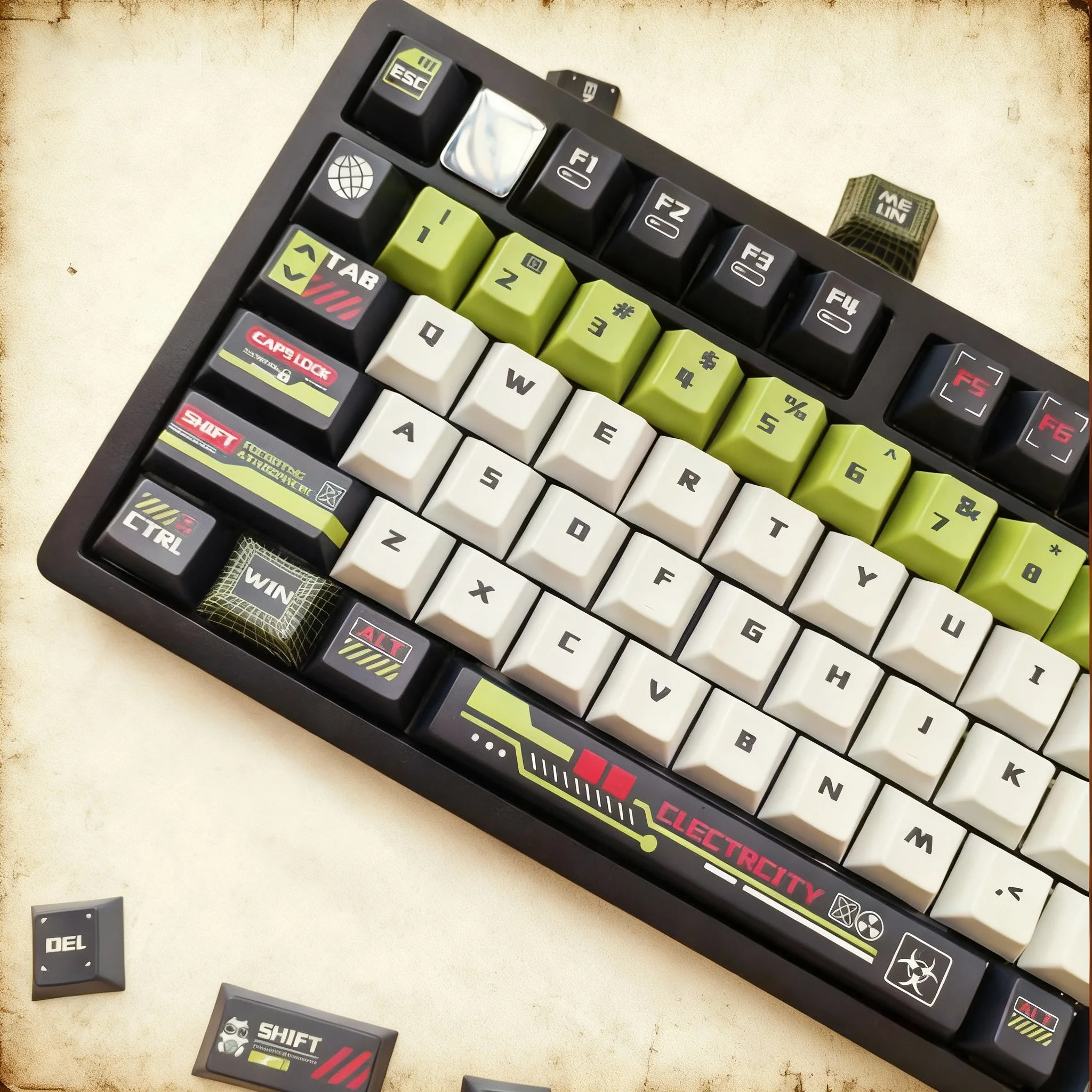 130 Keys Doomsday Themed PBT Keycaps Cherry Profile Five Side Dye Sublimation Keycaps for MX Switch Mechanical Keyboard