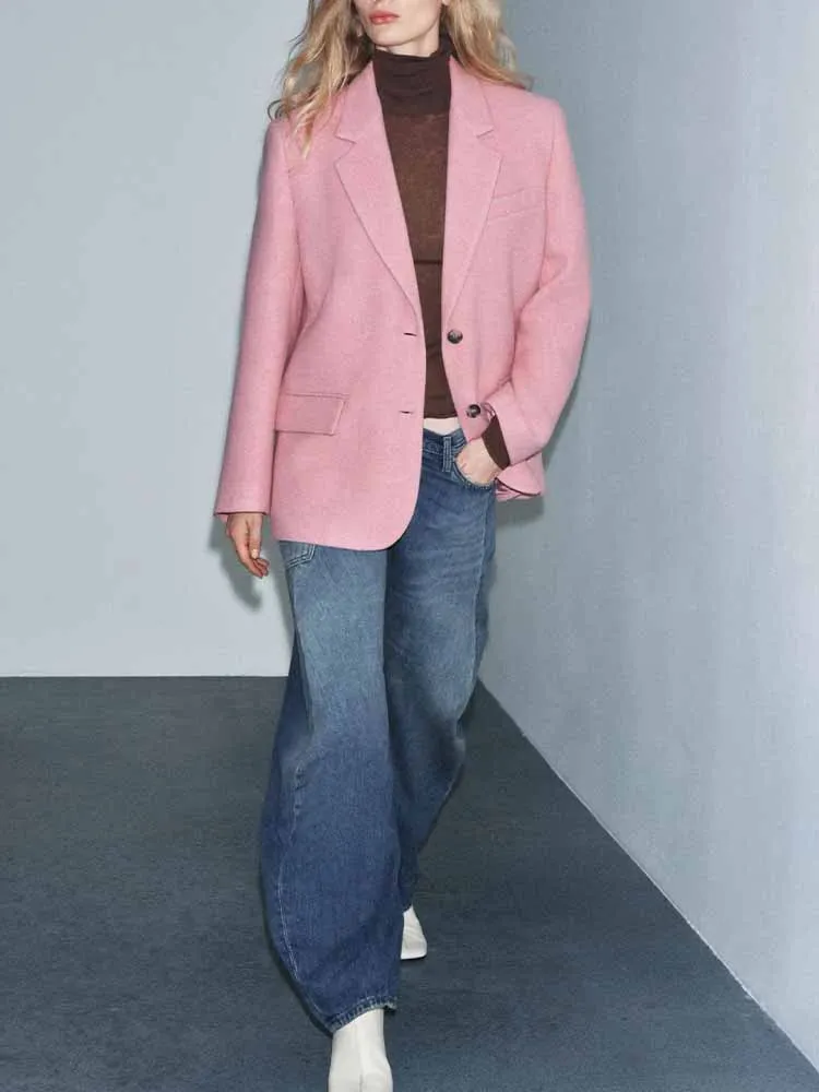 

Новое поступление зимы в европейском и американском стиле, модный женский свободный универсальный пиджак оверсайз с длинными рукавами.