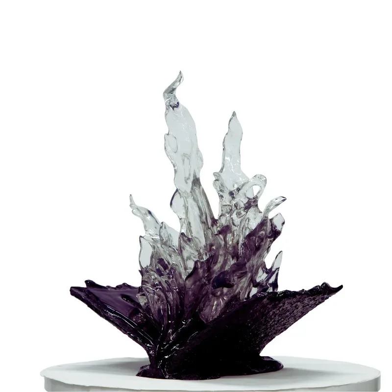 Transparent Resin Creative Abstract Sculpture Hotel Lobby Sales Office Crystal Decoration Ornament Wave Art