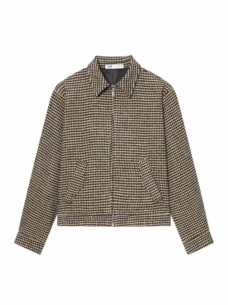 

HH женская мода ранний уличный стиль с лацканами и длинными рукавами на молнии карман украшение куртка-бомбер женская весенняя повседневная теплая куртка