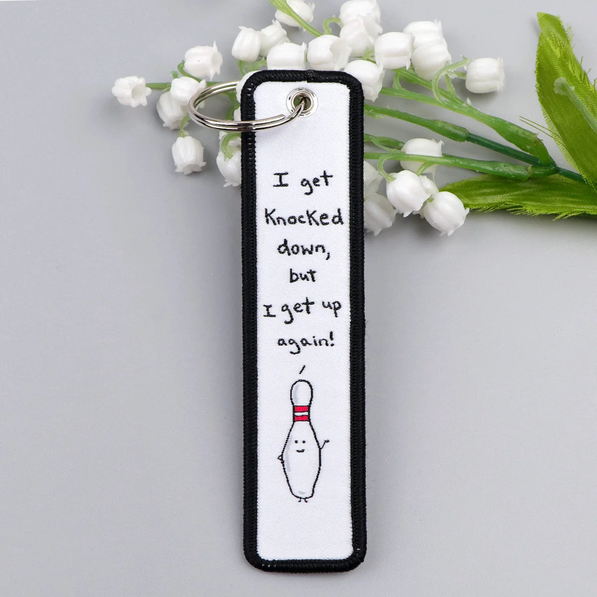 'NO ONE CARES.' Quote Embroidery Keychain Key Tag For Motorcycles Cars Backpack Fashion Keys Accessories Gifts For Friend 5