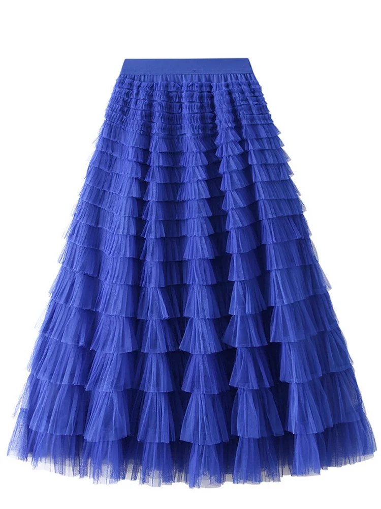 OHRYIYIE gonna in Tulle lunghezza pavimento tinta unita donna bohémien allunga Boho gonna lunga Maxi donna autunno inverno gonna festa signora