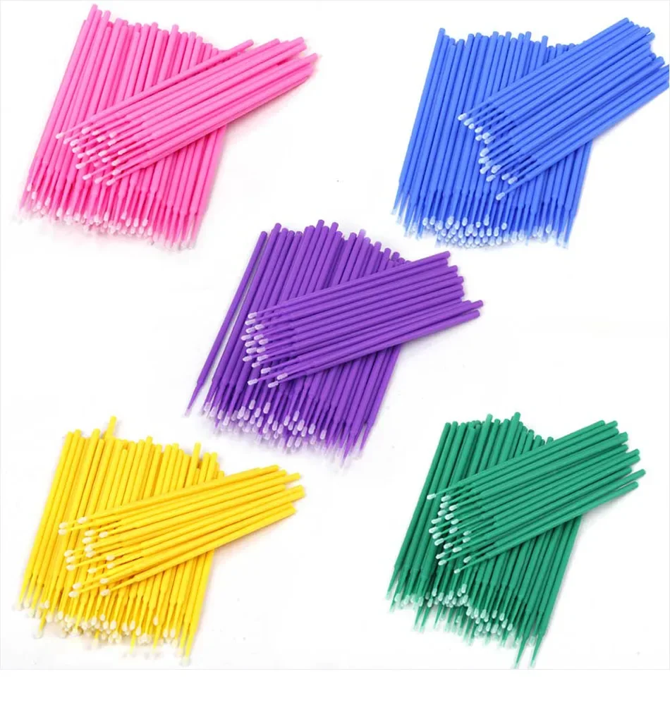 100 pçs/saco escova de cílios descartável lash remoção cotonete micro escova microbrush individual extensão de cílios suprimentos ferramenta de maquiagem