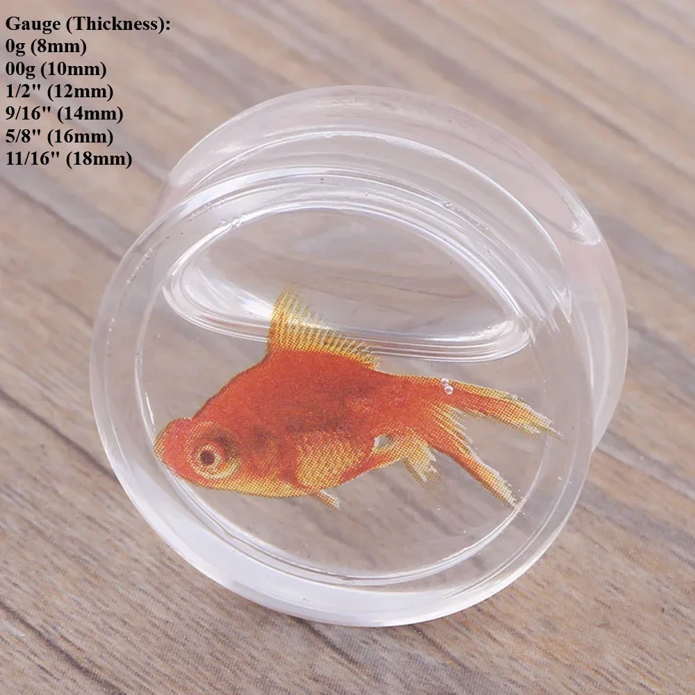 2Pcs Acrylic Liquid Goldfish Ear Plug Double Flared Saddle Flesh Tunnel Gauge Stretcher 8mm-18mm