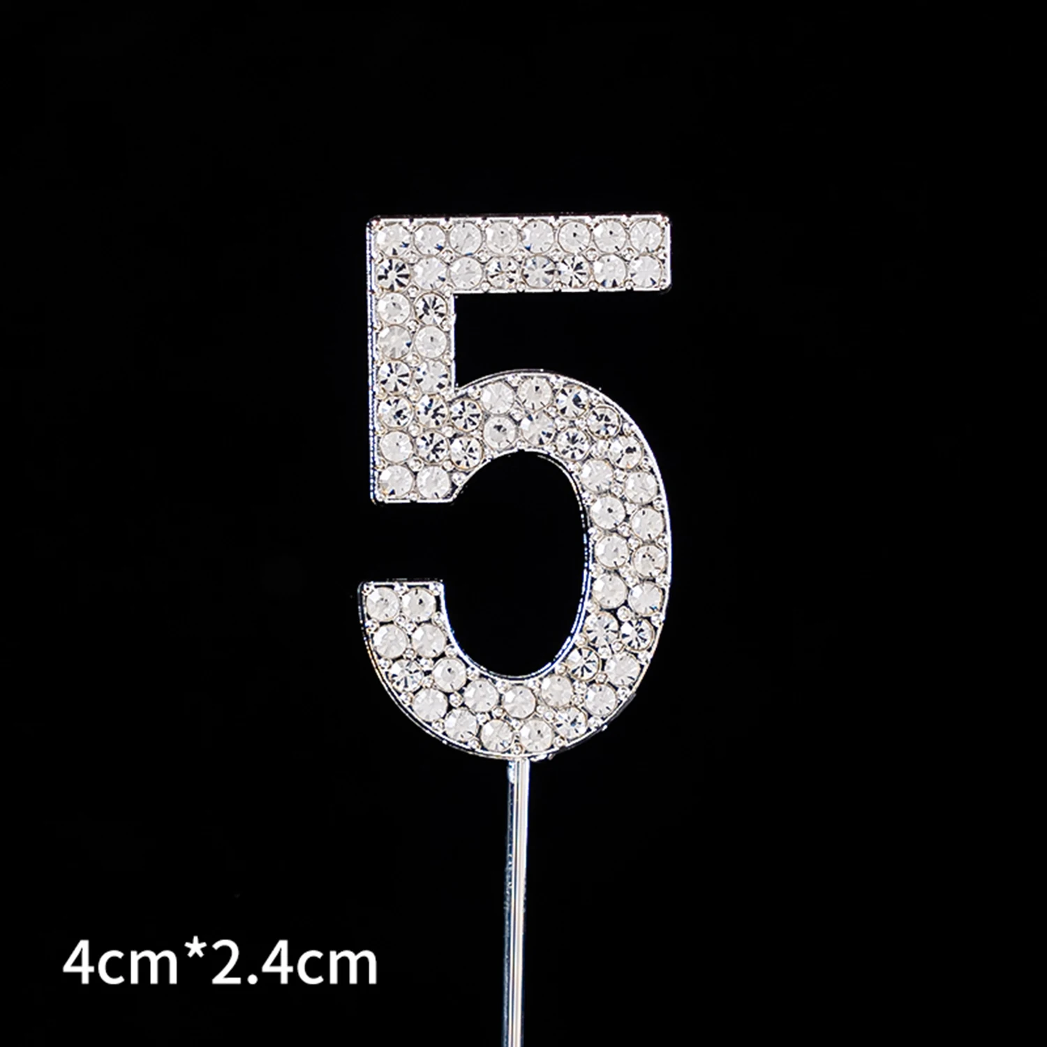 1pc 0-9 Alloy Diamond Digital Cake Toppers Fairy  Plugin Sparkling Crystal Digits Wedding Children\'s Birthday Cake Decoration