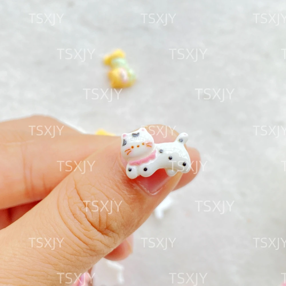 20 قطع مختلطة مسمار الفن الراتنج القط الصغير، الكلب مصمم سحر الراين DIY الحرفية لزينة الأظافر #3