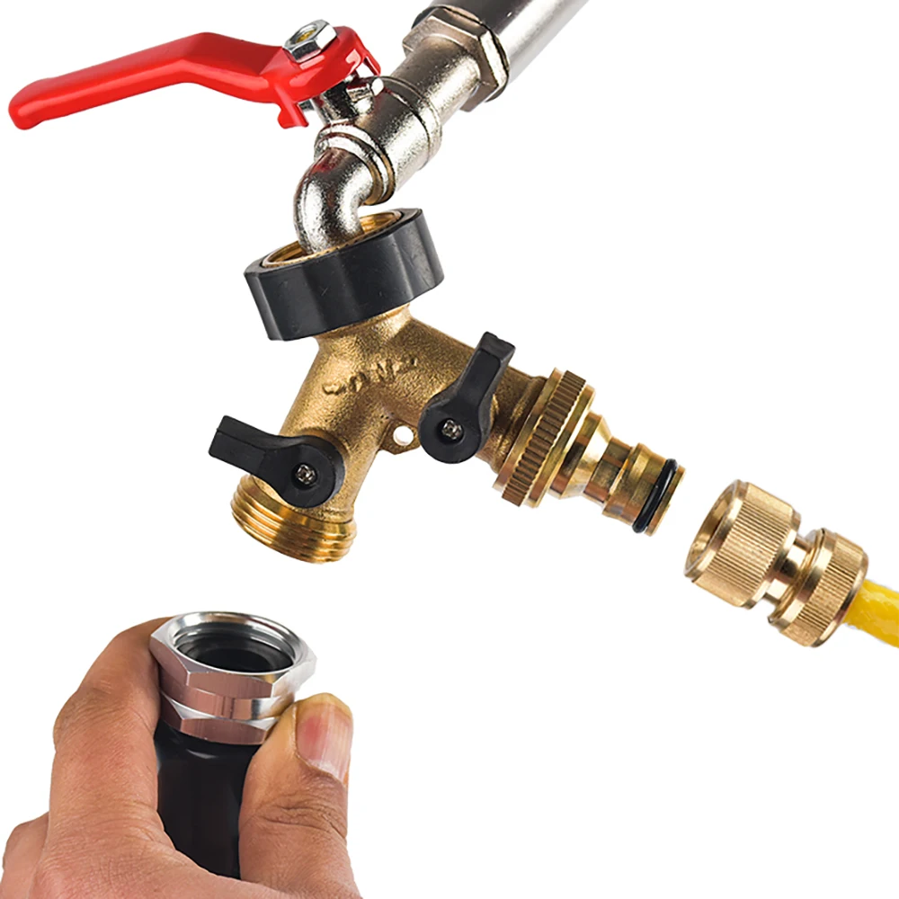 النحاس حديقة الحنفية خرطوم المياه الخائن ، 2-Way حديقة الري صمام ، Y نوع سقي ، قابل للتعديل التبديل تحكم ، 3/4 