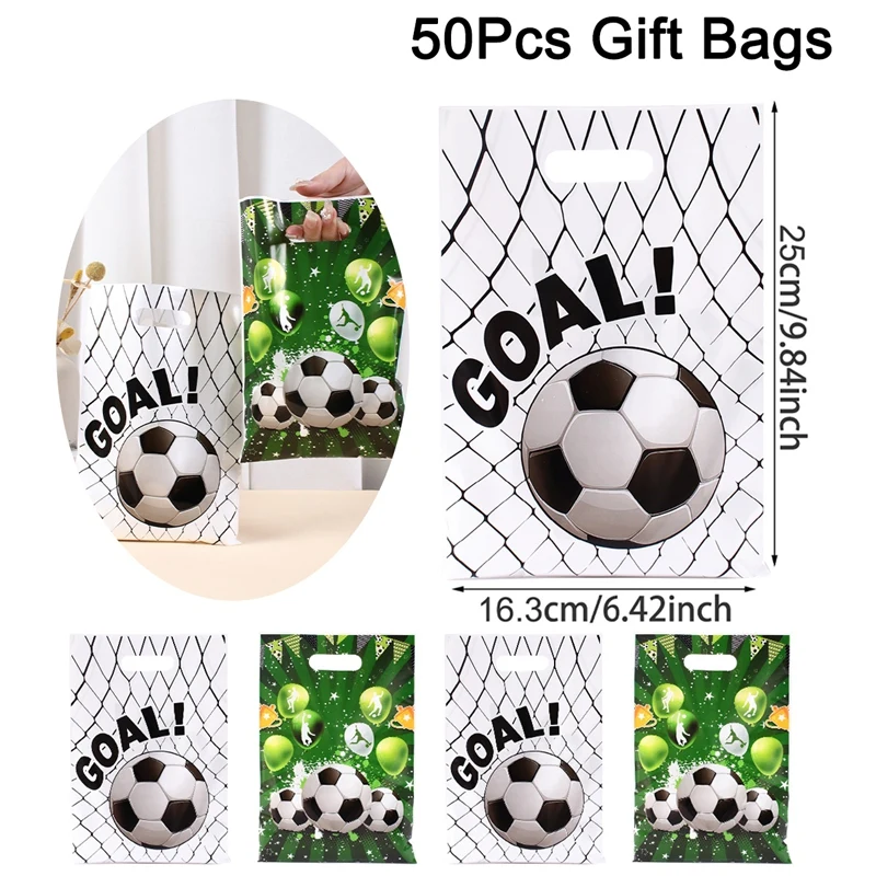 10/20/50 Stück Fußball-Geschenktüten aus Kunststoff, Fußball-Süßigkeitstüten, Fußball-Party-Geschenktüten für Team-Kinder, Sport-Thema, Geburtstagszubehör – Detail 6
