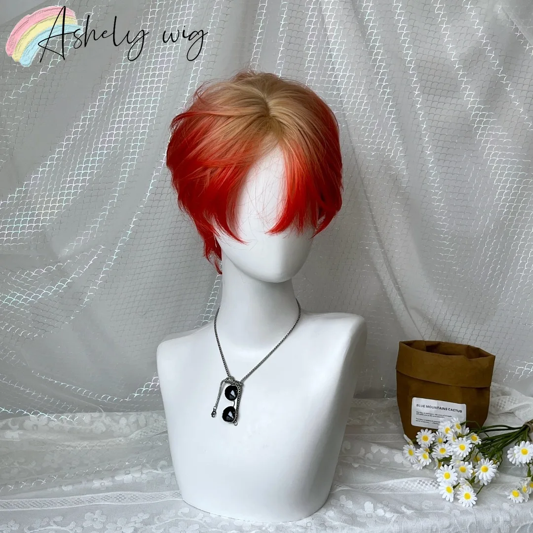 

Ashely Мужской и женский парик с челкой Короткие волосы Парик Высокотемпературные волокна Синтетические парики Sissy для косплея Вечеринка Ежедневное использование