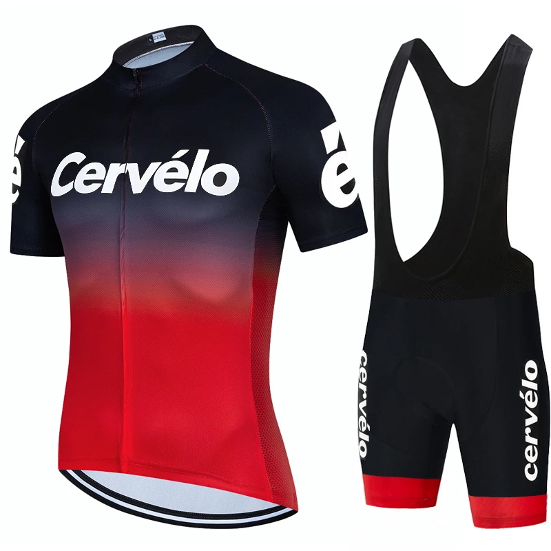 Cervélo Summer Men Cycling Suit Jersey And Bib Shorts Road Bicycle Clothing Set Breathable Fabric Quick Dry Racing Sports Wear