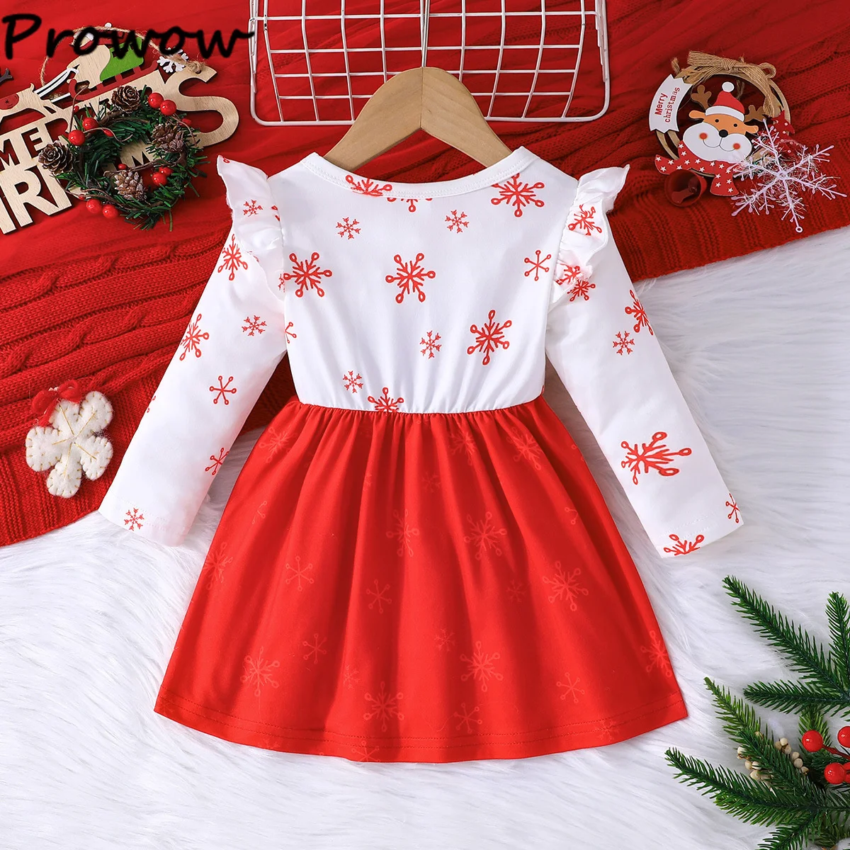 ملابس رخيصة فساتين عيد الميلاد للأطفال للفتيات فستان غزال منقوش بفيونكة كبيرة زي السنة الجديدة ملابس أطفال عيد الميلاد الأولى