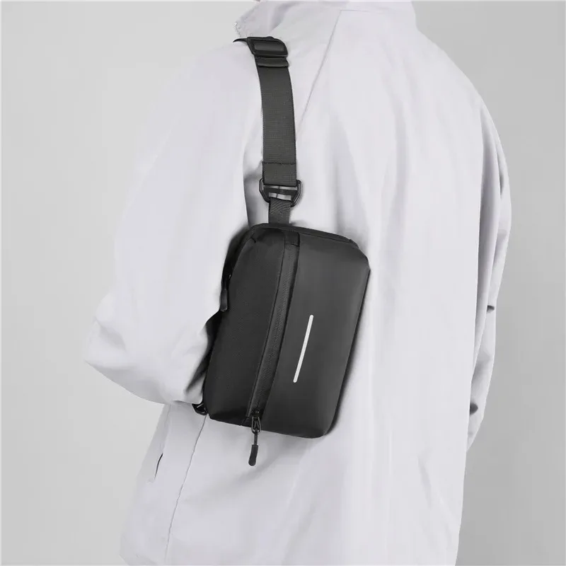 Reflective Men's Chest Bag Large Capacity Business Leisure Crossbody Waist Single Shoulder Bag Sports Cycling Motorcycle Fishing