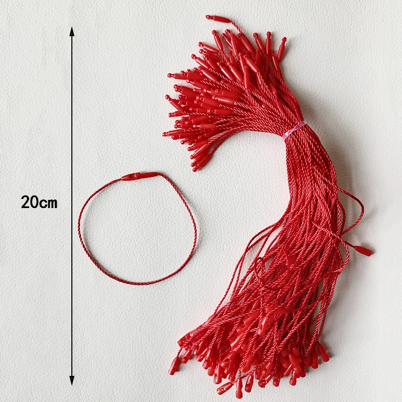 100Pcs/Set Garment Labels Red Rope String 20cm Clothing Tags Locks for Bag Toys Tags Cards DIY Apparel Sewing Decoration