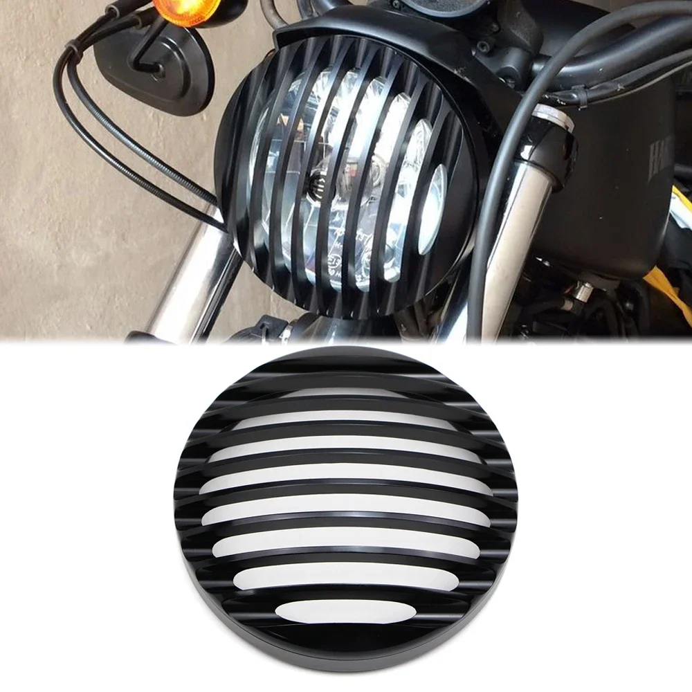 

5 3/4'' Black Headlight Grill Cover for Harley 2004-2014 Sportster XL883 XL1200 Iron 883 Aluminum Head Lamp Protector Guard