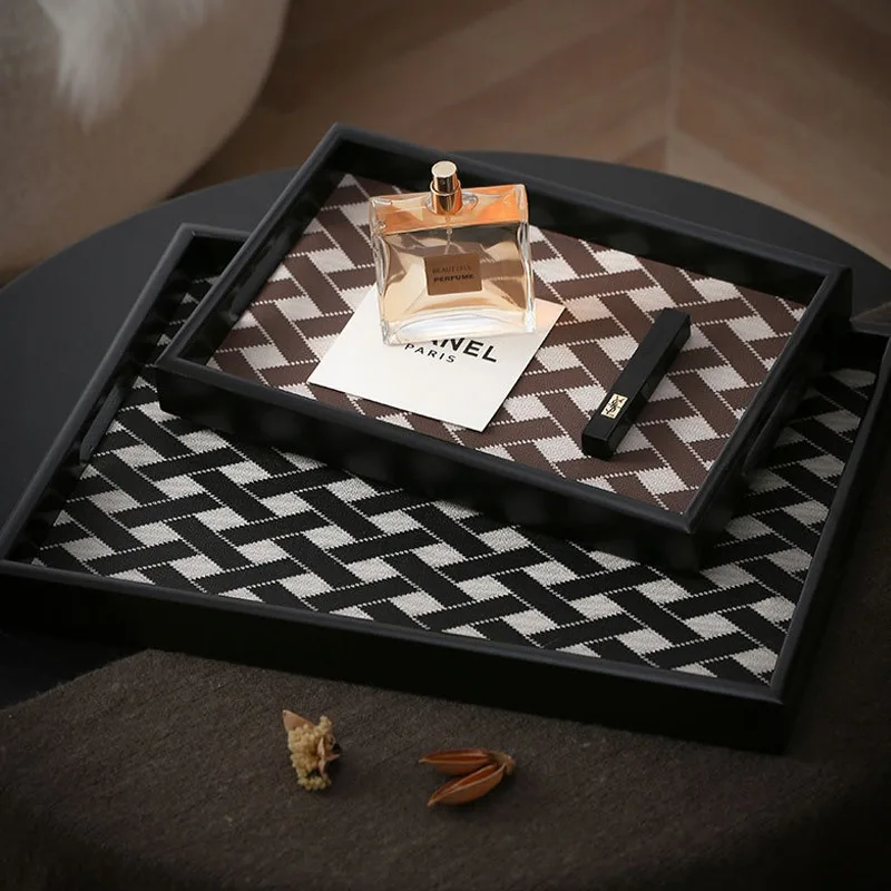 

AhunderJiaz Wooden Tray Living Room Desktop Rectangular Jewelry Perfume Display Trays Dining Room Storage Tray Home Decoration
