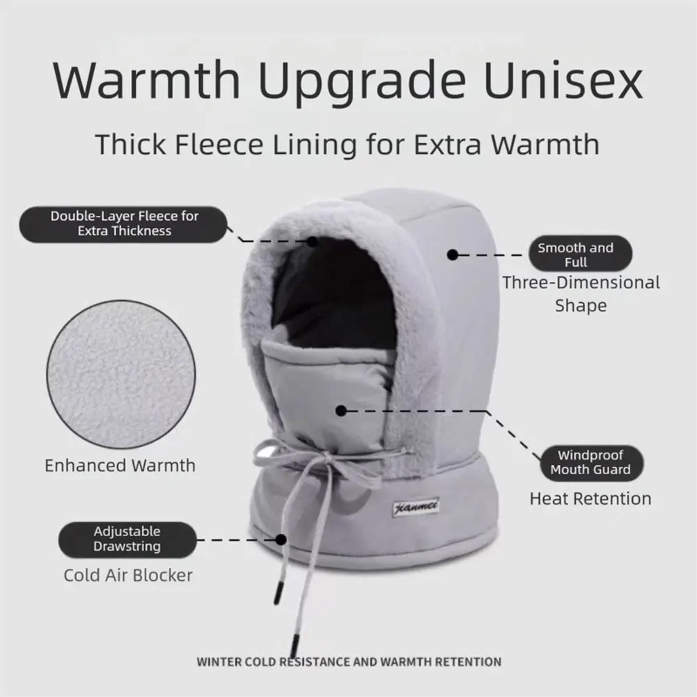 قبعة حرارية سميكة مبطنة بالقطيفة مع قناع للوجه للرجال والنساء، قبعة شتوية بغطاء للرأس في الهواء الطلق مقاومة للرياح وركوب الدراجات والتزلج الرياضية #6