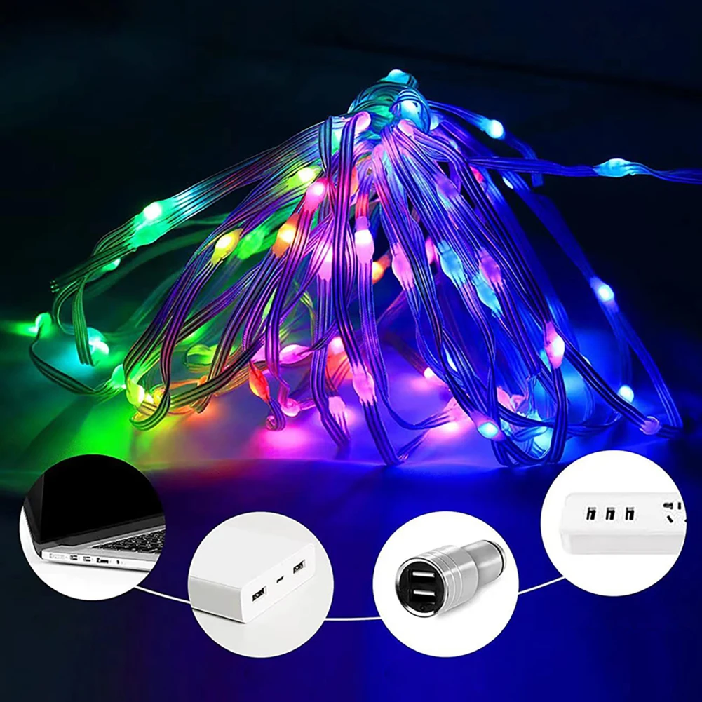 RGB Twinkle Fairy Lights com controle remoto, decorações de quarto, exterior e interior, quarto do dormitório, festa, casamento, Natal