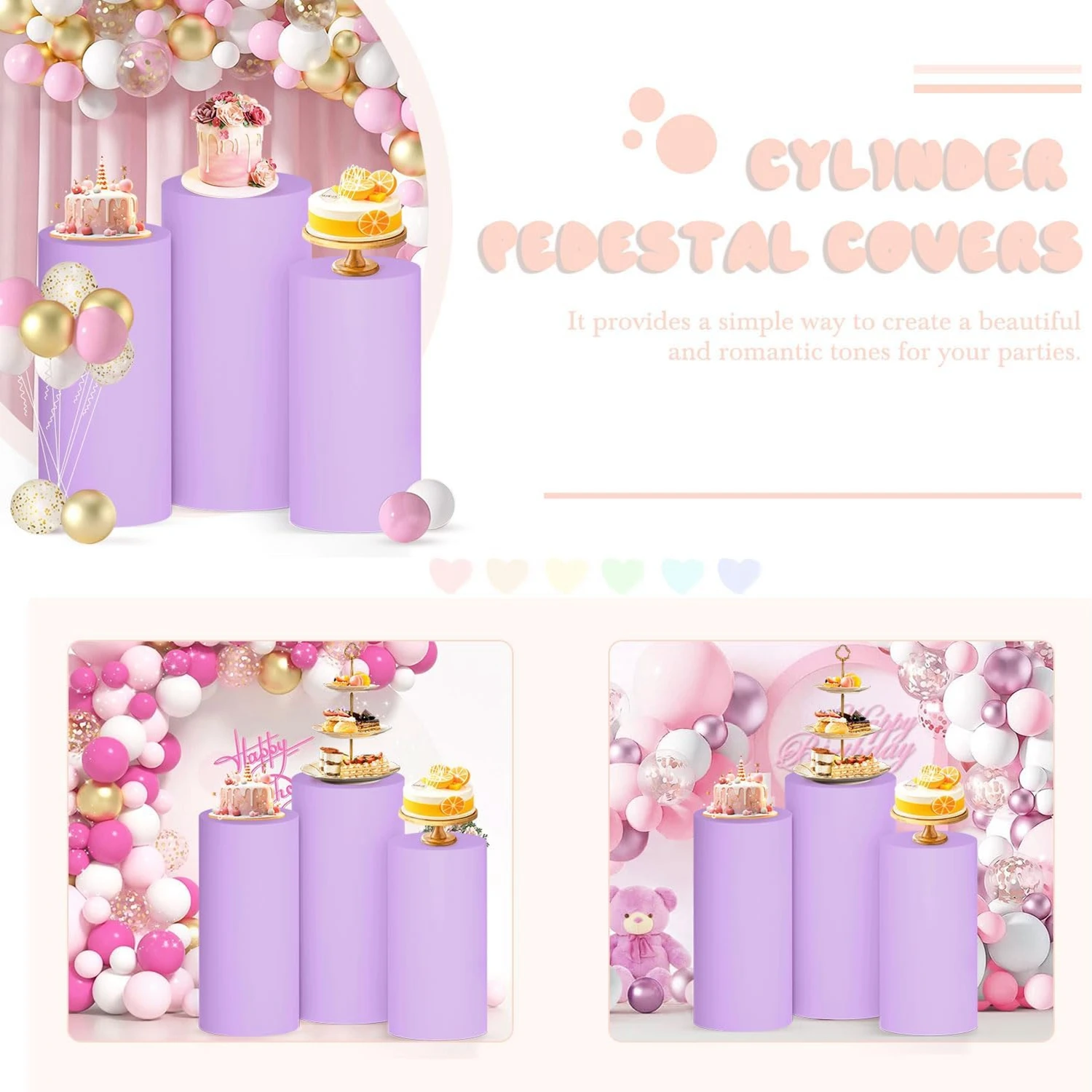 ผ้าคลุมทรงกระบอกสีม่วง Yeele ส - Dessert Table Backdrop บทวิจารณ์และราคา