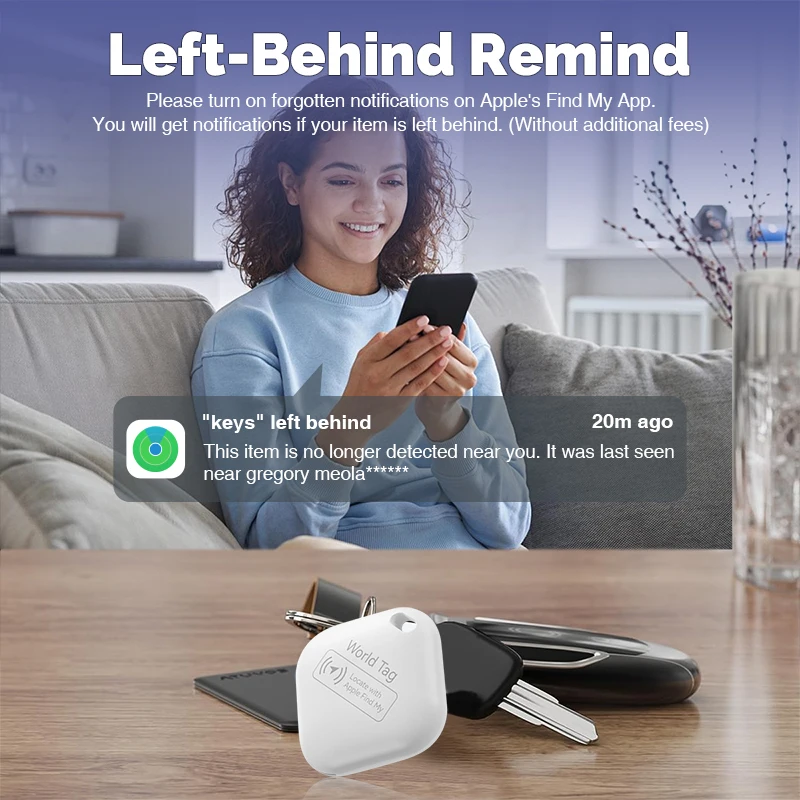 Smart Bluetooth GPS Tracker Work with Apple Find My APP ITag Anti Lost Reminder Device MFI Rated Locator Car Key Pet Kids Finder