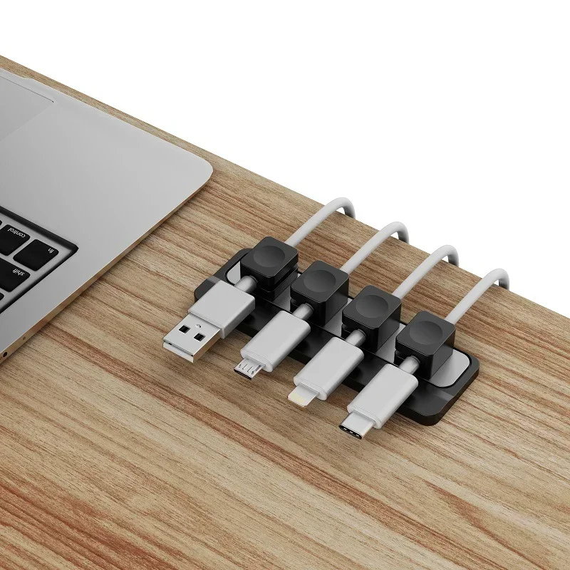 Magnetic Cable Clips Cable Smooth Adjustable Cord Holder Under Desk Cable Management & Pad Wire Keeper Cable Organizer Holder