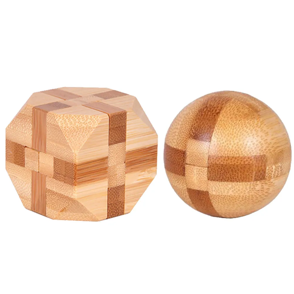 

2Pcs Bamboo Lu Ban Kongming Lock Iq Puzzle Cube Intelligence Game Hand Dexterity Coordination Relaxation Tool