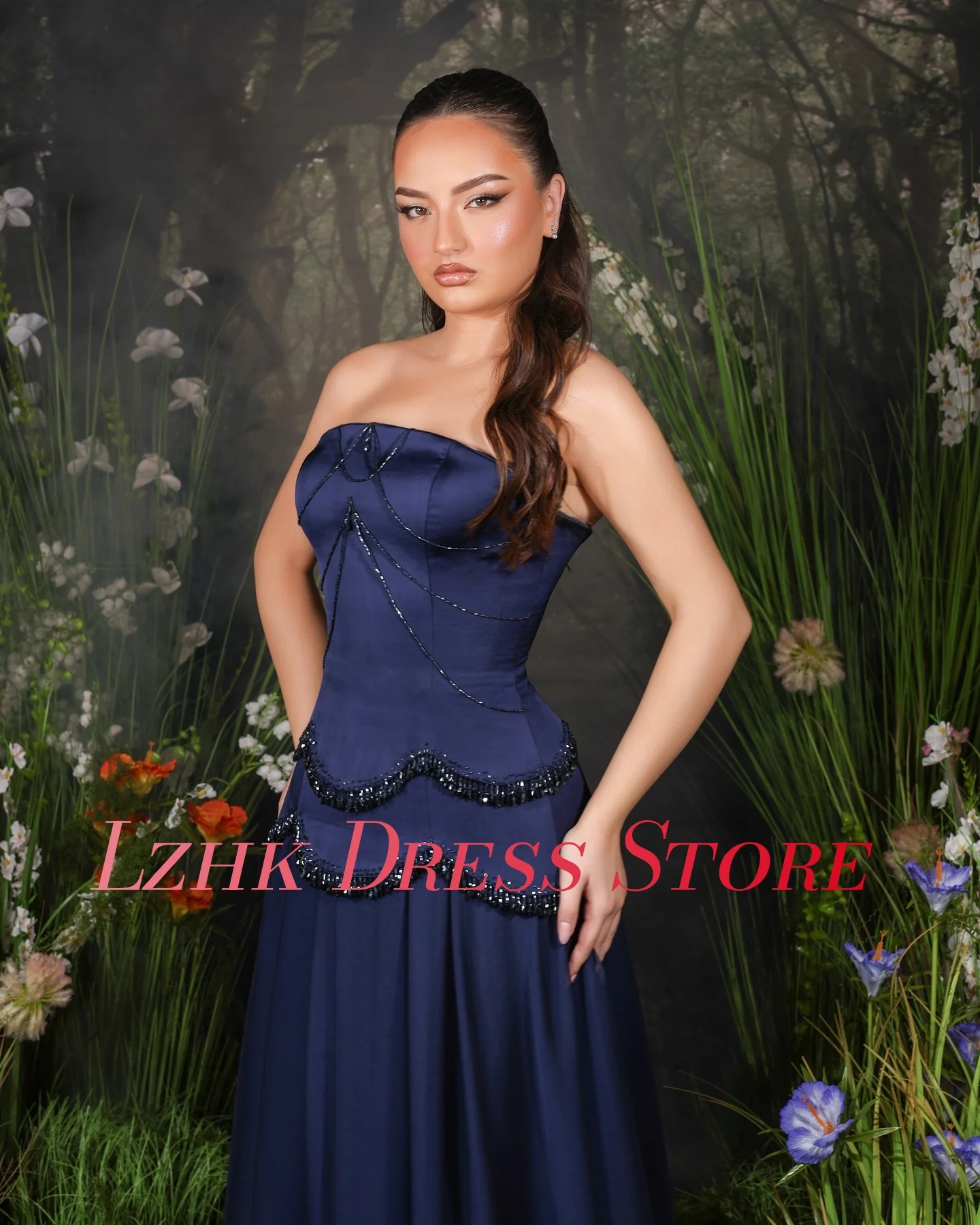 Abito da sera in cristallo con paillettes a trapezio in jersey con temperamento personalizzato Abiti da ballo delicati senza maniche senza spalline alla caviglia