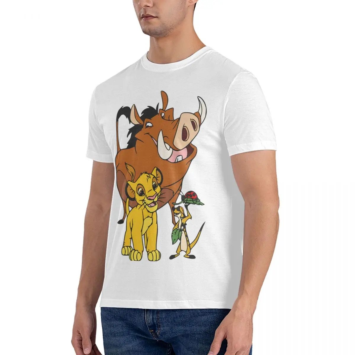 Simba Timon Pumba Disney Movie T Shirts The Lion King Simba 100% Cotton Clothes Novelty Short Sleeve Round Neck Tee