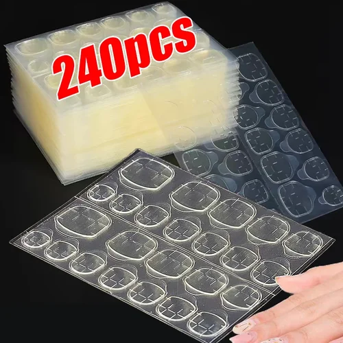 24/240 Uds pegamento de doble cara pegatinas para uñas adhesivo prensado gelatina puntas de uñas postizas transparente impermeable pegatinas de pegamento para uñas postizas