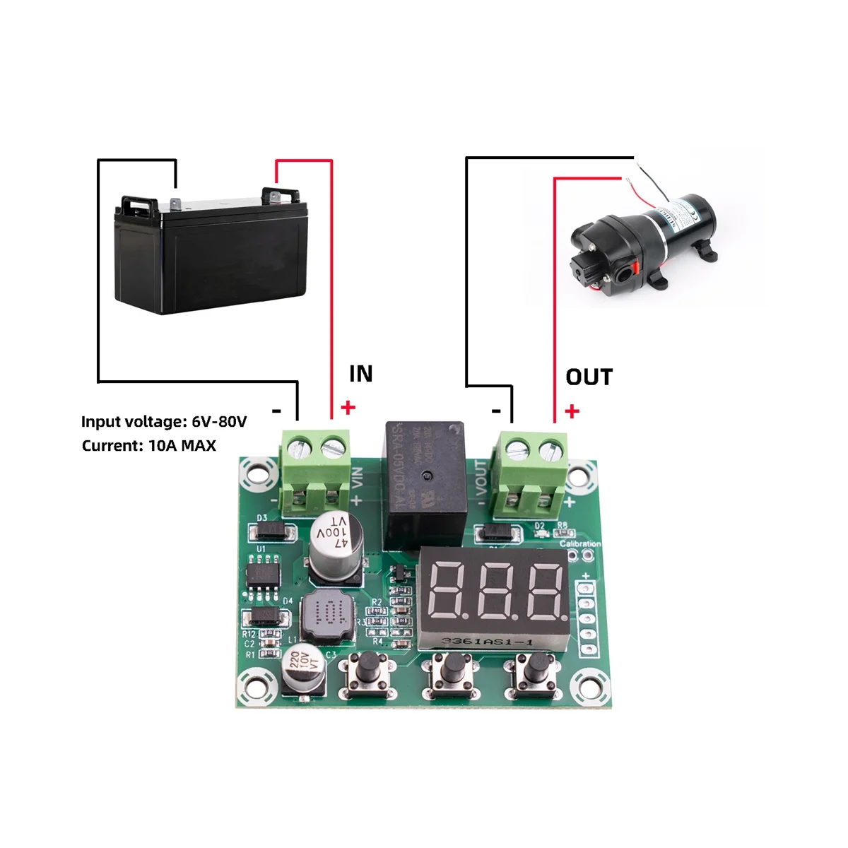 โมดูลป้องกันแรงดันไฟฟ้ากระแสตรงแบตเตอรี่6V-80V แผงวงจรป้องกันการตัดการเชื่อมต่อแบตเตอรี่แรงดันไฟฟ้าต่ำกว่าแรงดันไฟฟ้าสูง