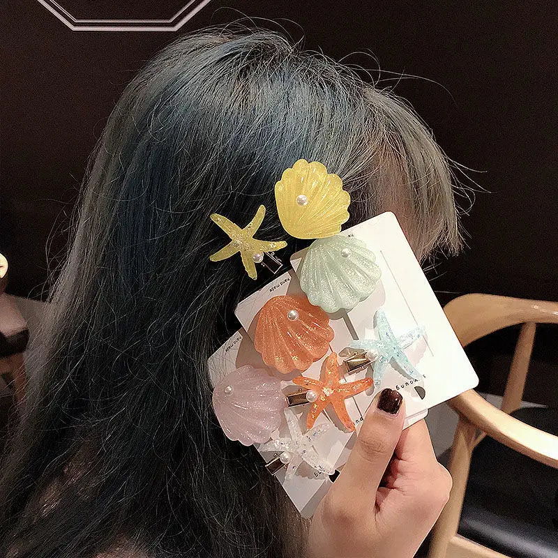 Premium Starfish Shell Hair Clips Set Cute Girly Bangs Clips for Daily Wear Non-Slip Multifunctional Hair Accessories Pack