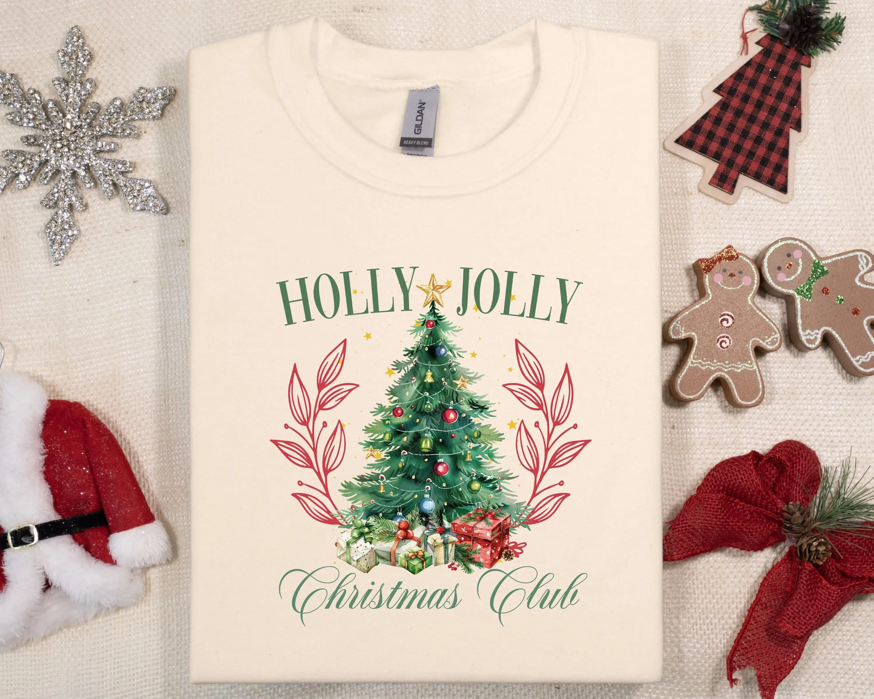 Holly Jolly Christmas Club T Shirt Merry Tree Sweater Family Matching Xmas Lights Happy Holidays