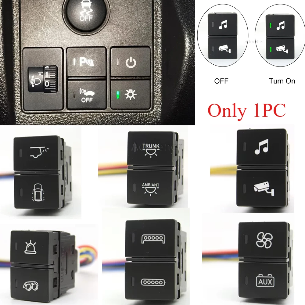 Car LED Light Dual Switch Music Roof Camera Switch Tail Light Button With Wire For CRV URV AVANCIER CITY Accessories