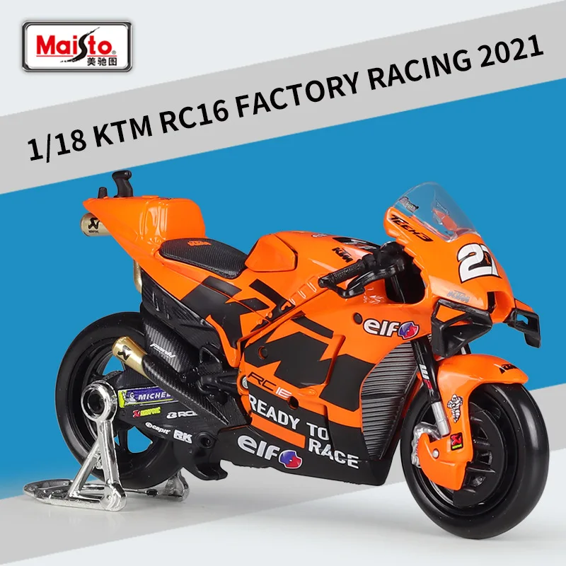 Maisto 1:18 Moto Gp Ktm Team Rc16 Factory Racing Car Simulation Alloy Motorcycle Model Finished Toy Accessories