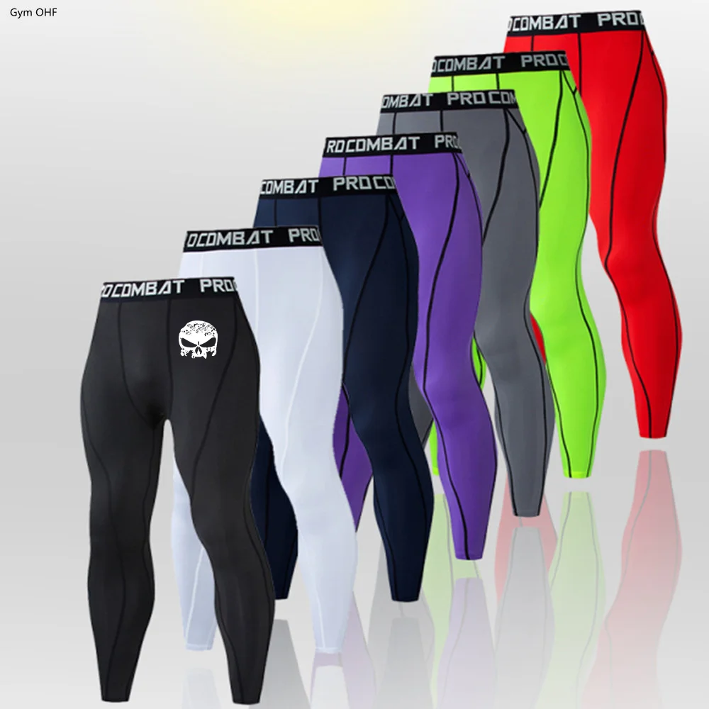 Skull Mens Compression Pants Running Gym Tights Basketball Leggings For Men Sports Workout Black Tights Training Exercise