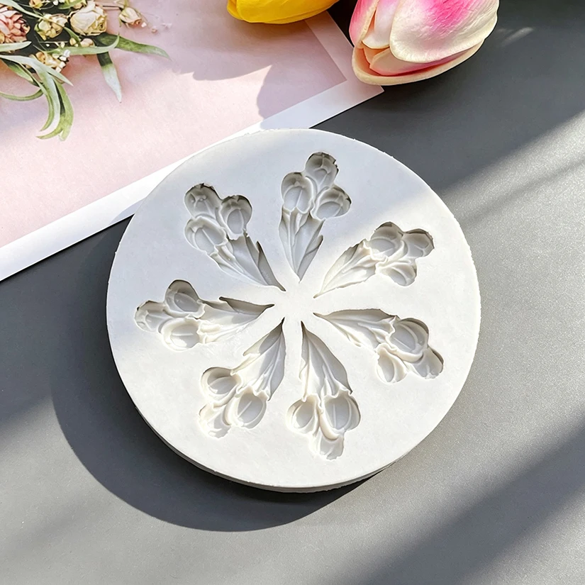Flower Tulip Silicone Sugarcraft Mold Resin Tools Chocolate Cupcake Baking Fondant Cake Decorating Tools