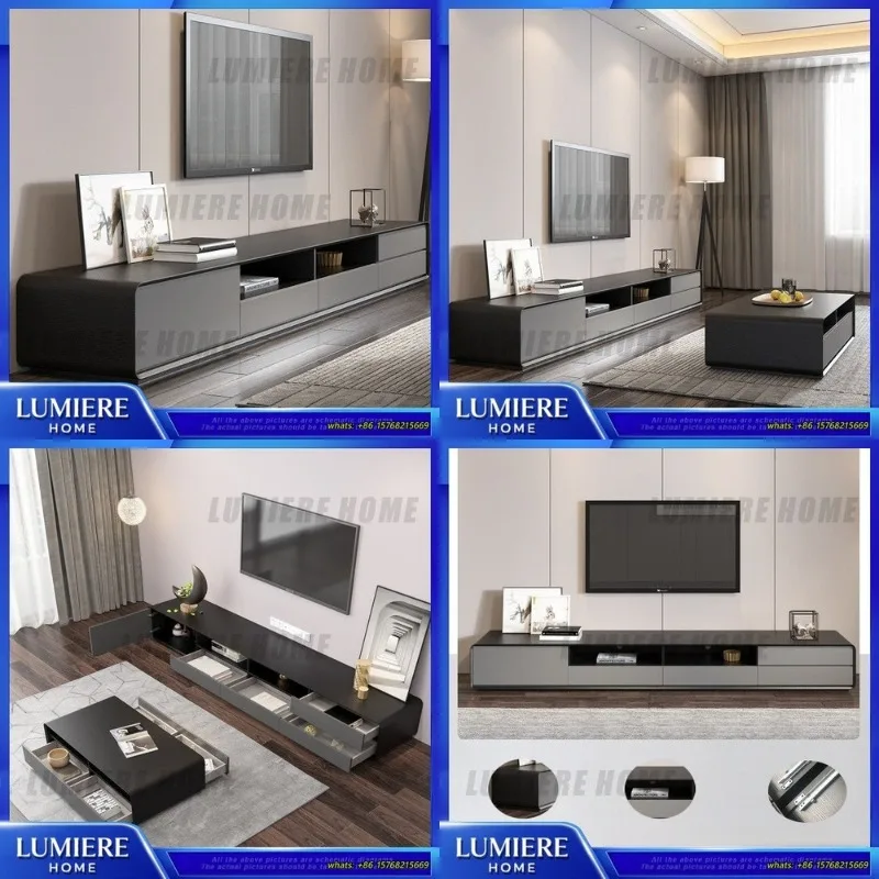 

Modern Minimalist TV Stand with Coffee Table Set for Small Living Rooms Luxury Home Entertainment Center Floor Standing TV
