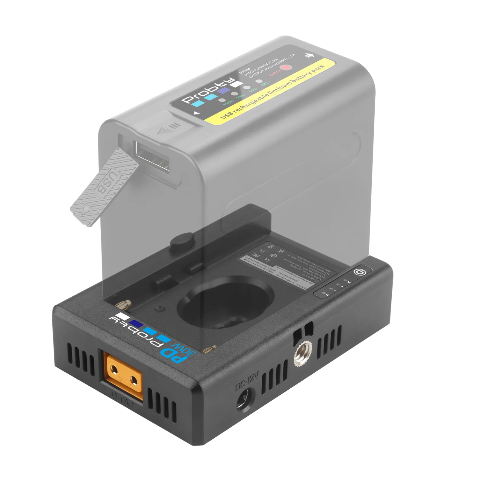 PD30W NP-F Batterieladegerät Batterieadapterplatte Kaltschuhadapter 1/4 Zoll für NP-F550 F750 F970 für BMPCC 4K 6K DSLR ILDC – Detail 4